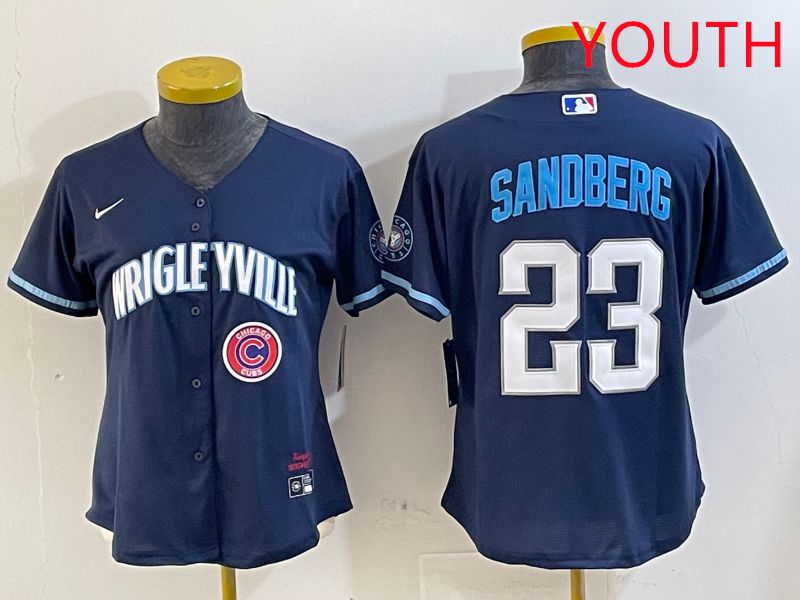 Youth Chicago Cubs #23 Sandberg Blue City Edition Game 2025 Nike MLB Jersey style 7